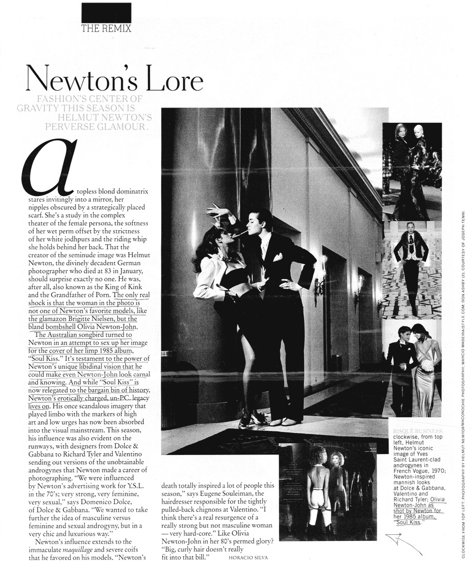 (Helmut) Newton's lore - New York Times