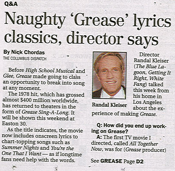 Grease Sing-along interview with Randall Kleiser (director) - Columbus Dispatch