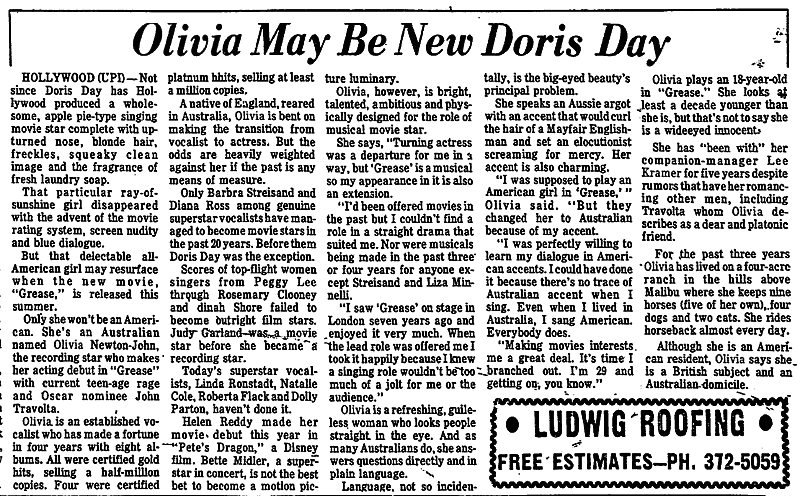 Olivia may be new Doris Day - Reading Eagle