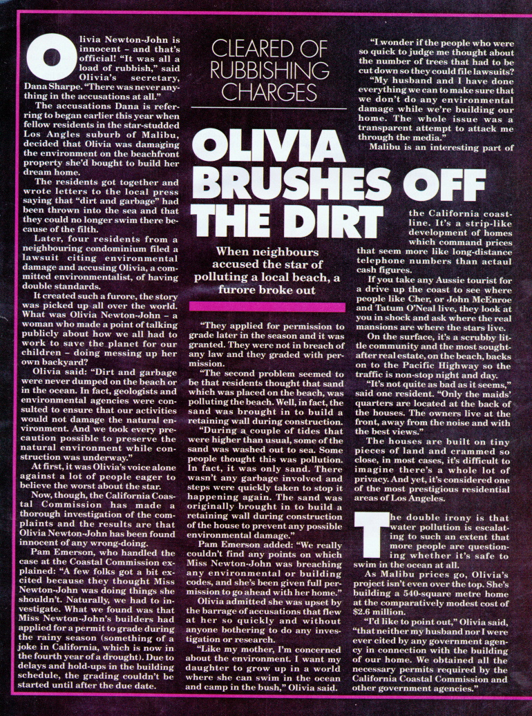 Olivia Brushes off the dirt - Australian Women's Weekly