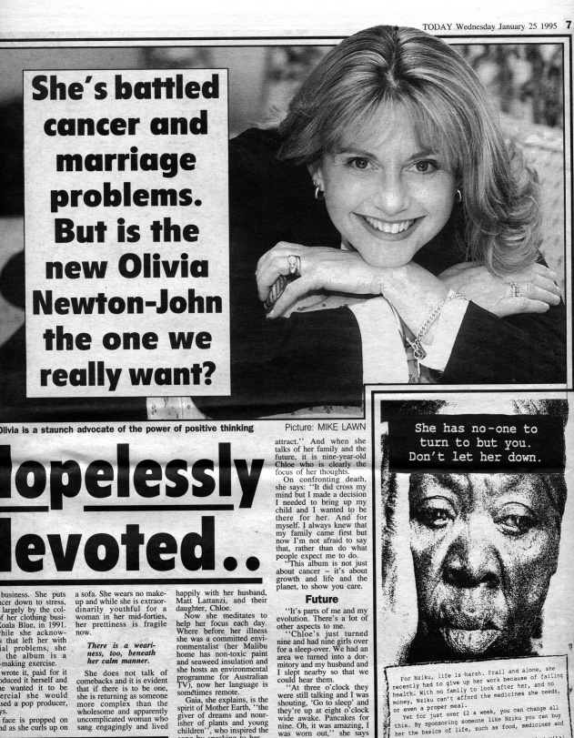 Hopelessly Devoted..She's battled cancer - Today newspaper