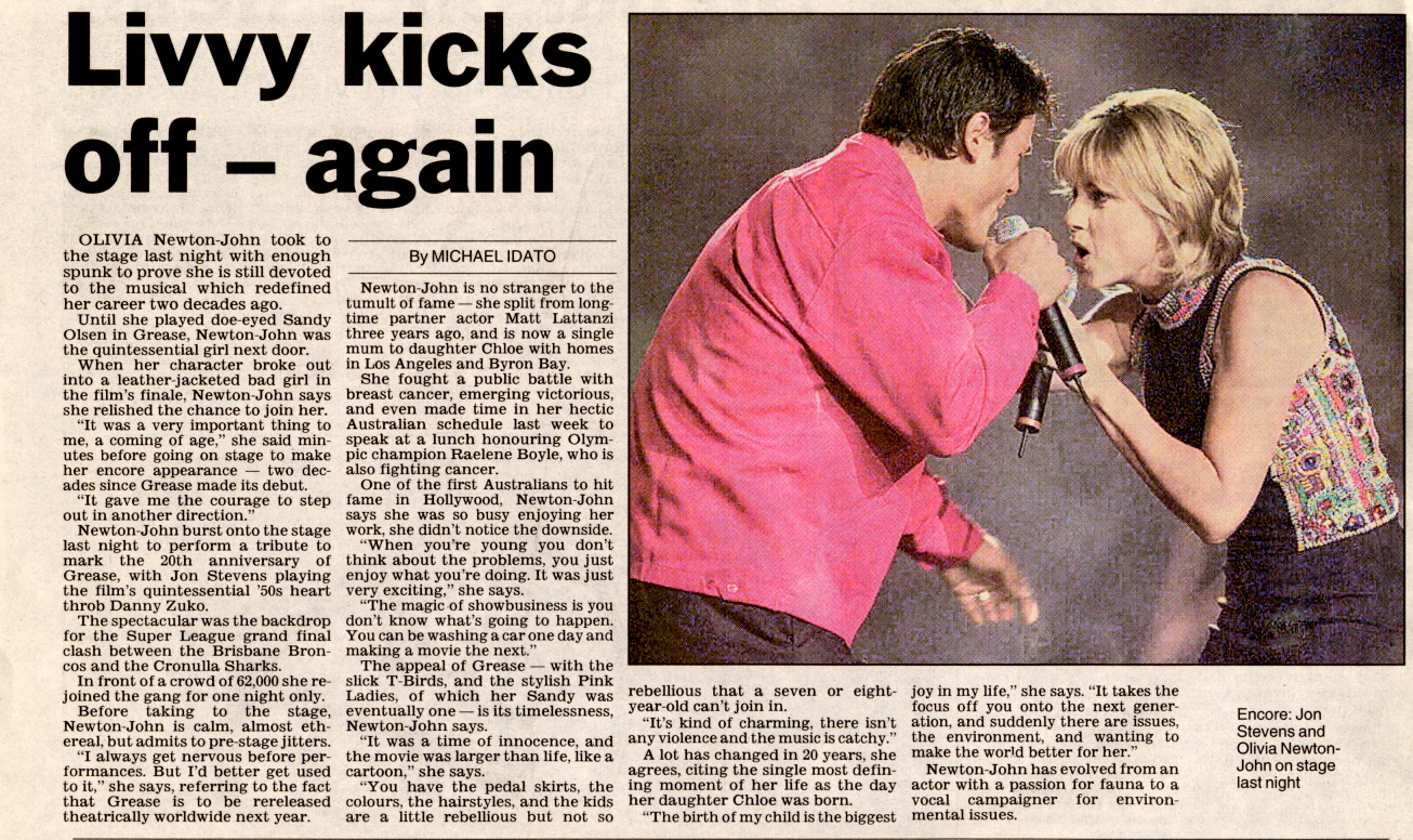 Livvy Kicks Off again - Sunday Telegraph