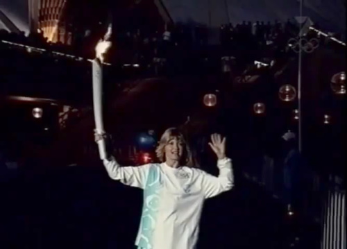 Olivia Newton-John with the Olympic Torch 2000