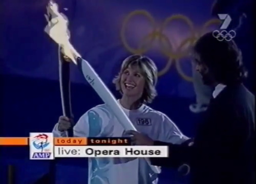 Olivia Newton-John with the Olympic Torch 2000