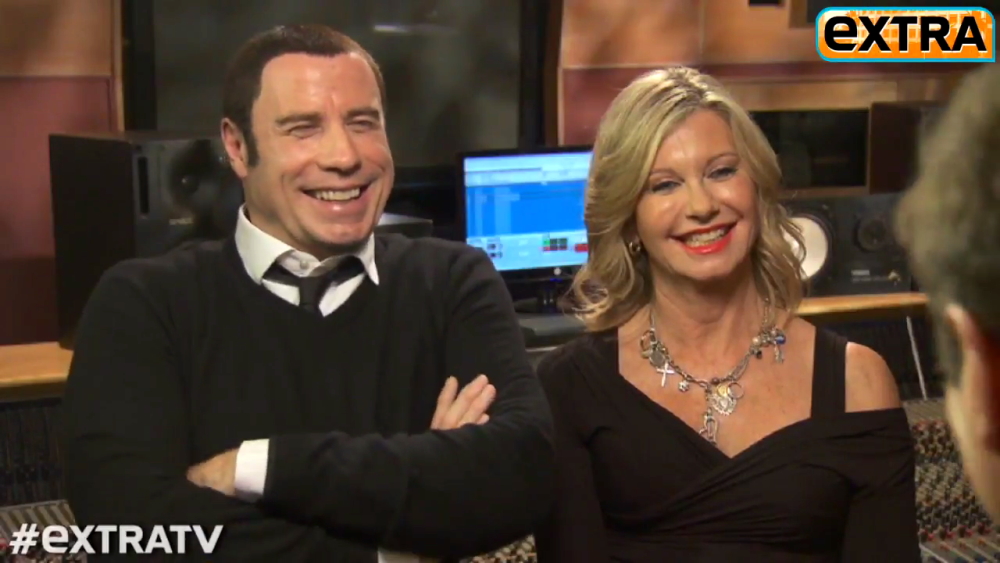 Olivia Newton-John and John Travolta on Extra December 2012