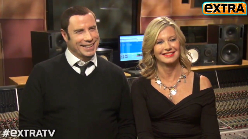 Olivia Newton-John and John Travolta on Extra December 2012