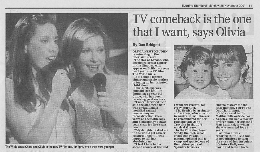TV comeback is the one that I want, says Olivia - London Evening Standard