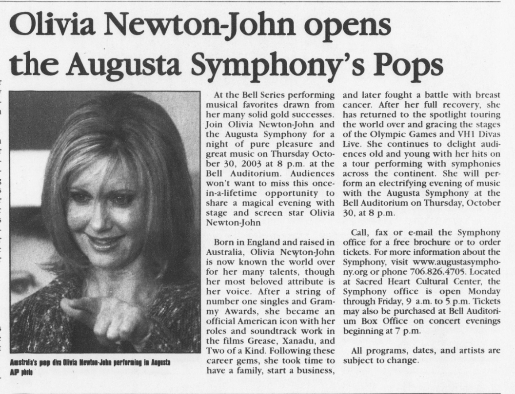 Olivia opens the Augusta Symphony's Pops - Augusta Focus