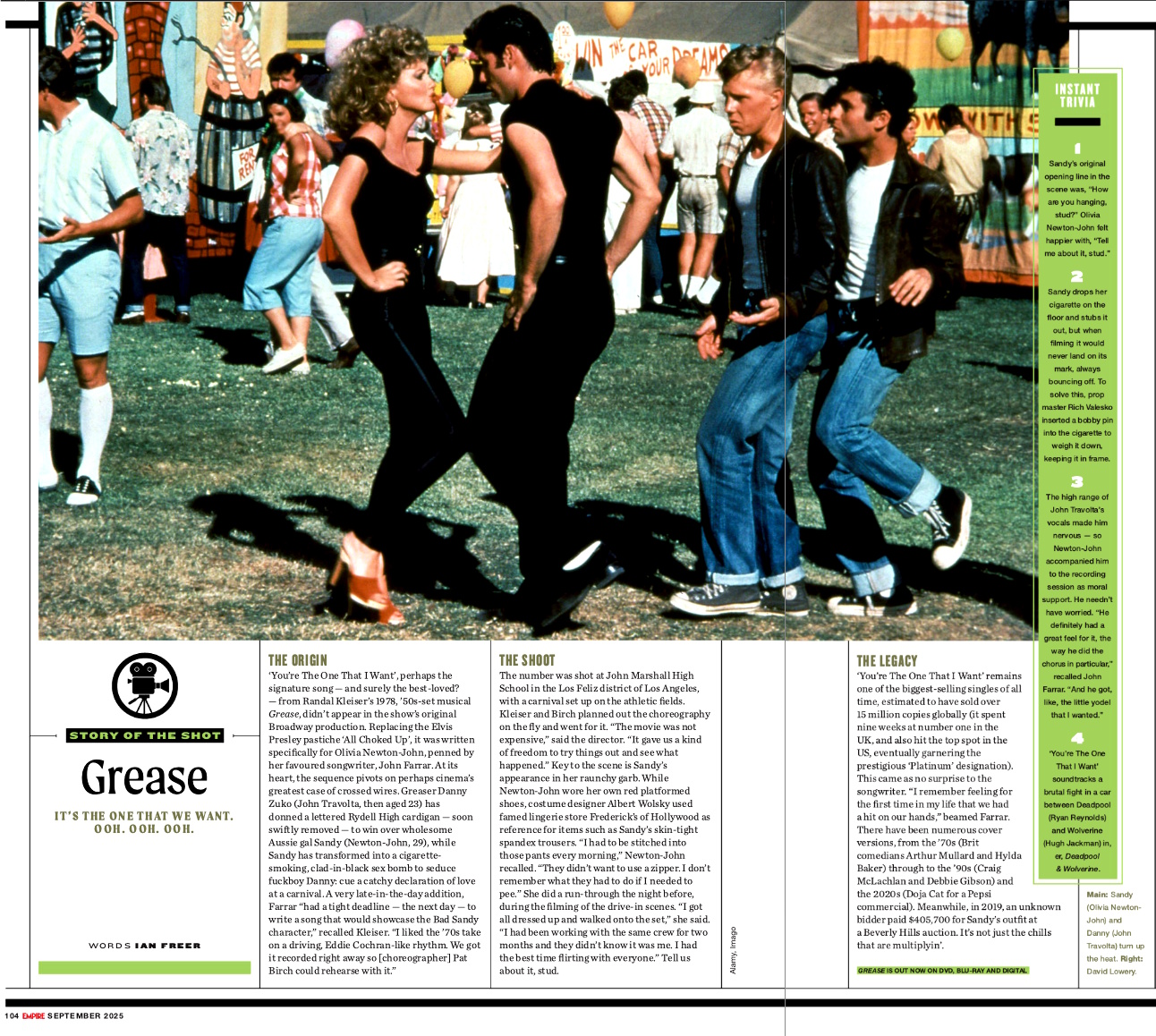 Grease, Story of the Shot - Empire magazine