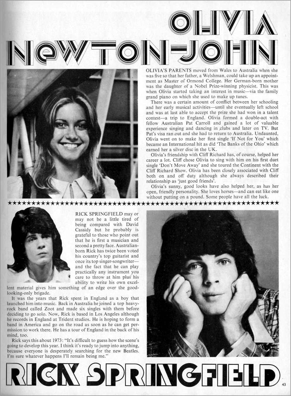 Focus on Olivia - Look In magazine Pop Special