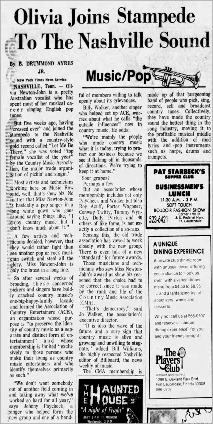 Olivia joins the stampede to the Nashville Sound - Fort Lauderdale News