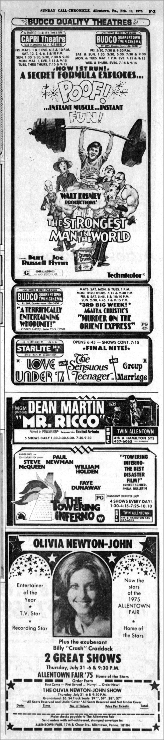 Advert for 1975 Allentown Fair, July 31 1975 - The Morning Call