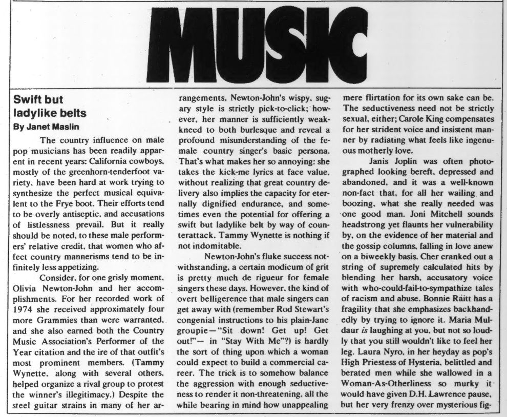 Swift but ladylike belts - New Times