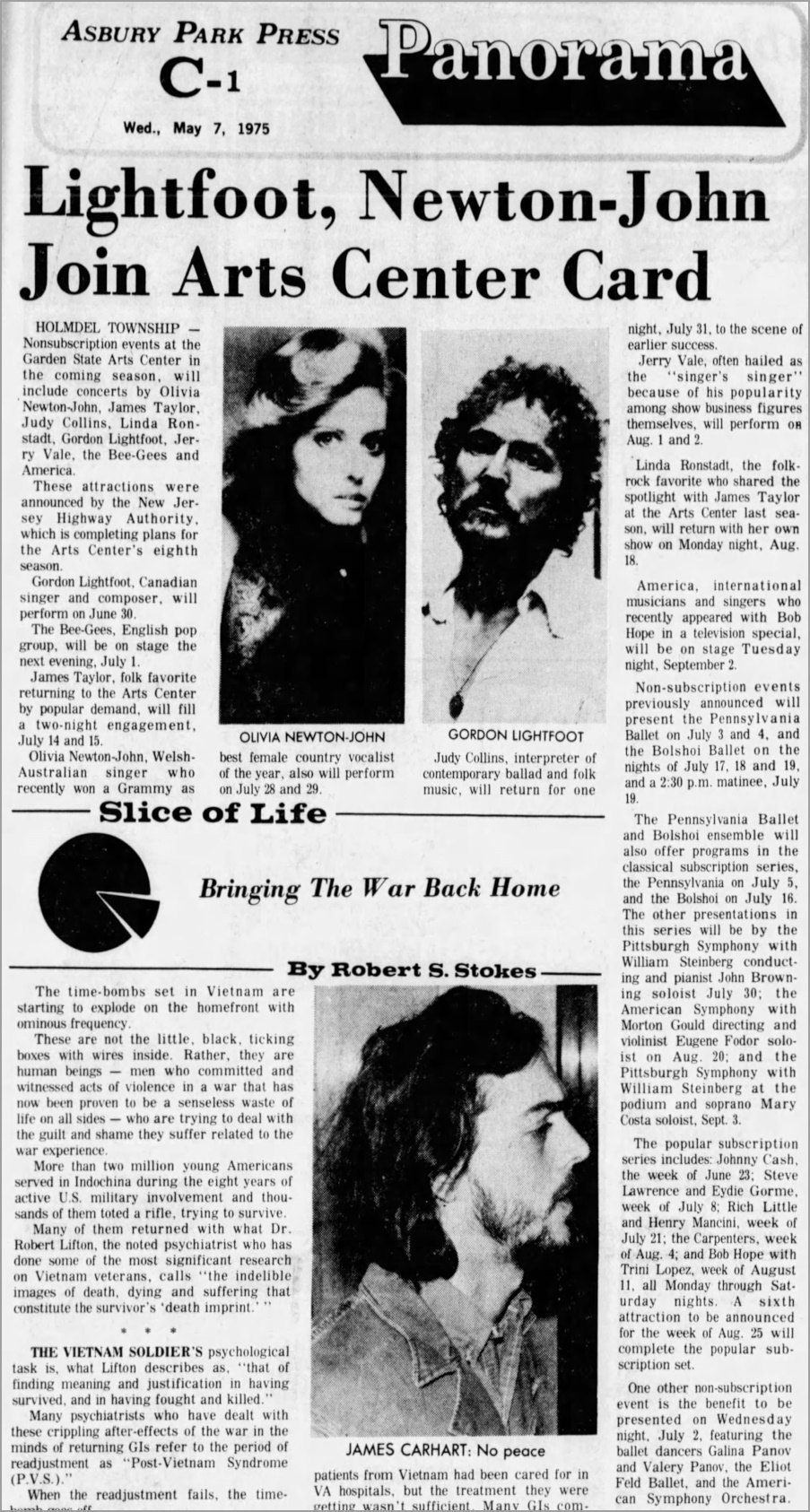 Olivia coming to Holmdel July 28 and 29 1975 concert  - Asbury Park Press