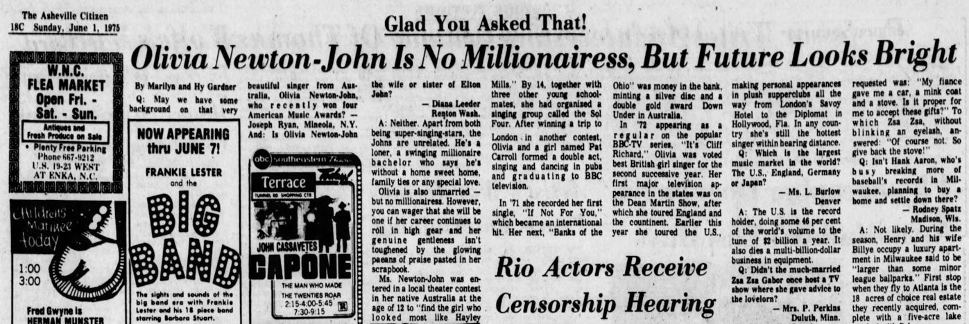 Various letters from fans printed in newspapers - Asheville Citizen Times