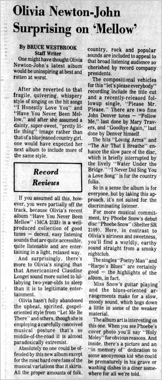 Olivia surprising on Mellow - Waco Tribune Herald