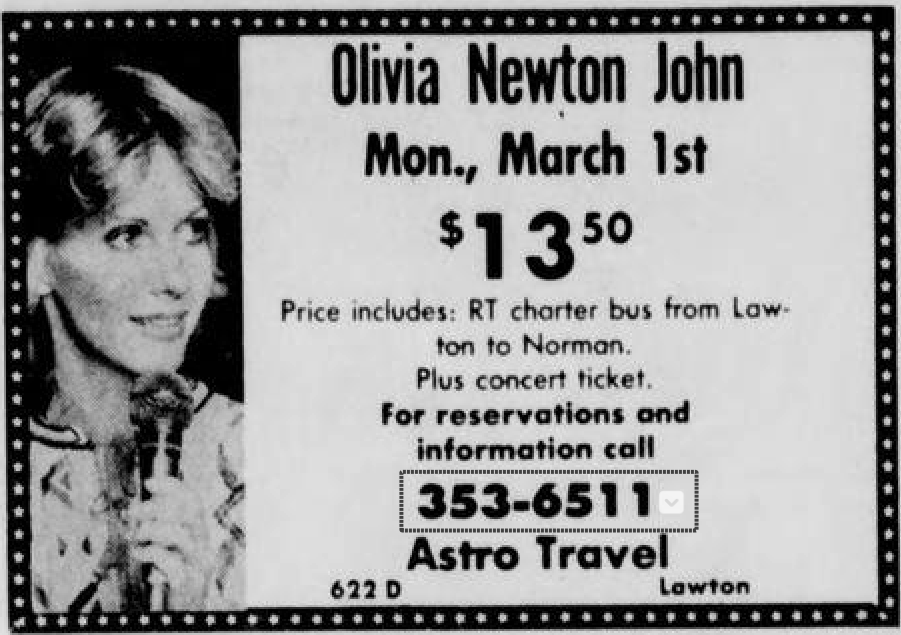 Ad for March 1 1976 Norman, OK concert - The Sunday Constitution