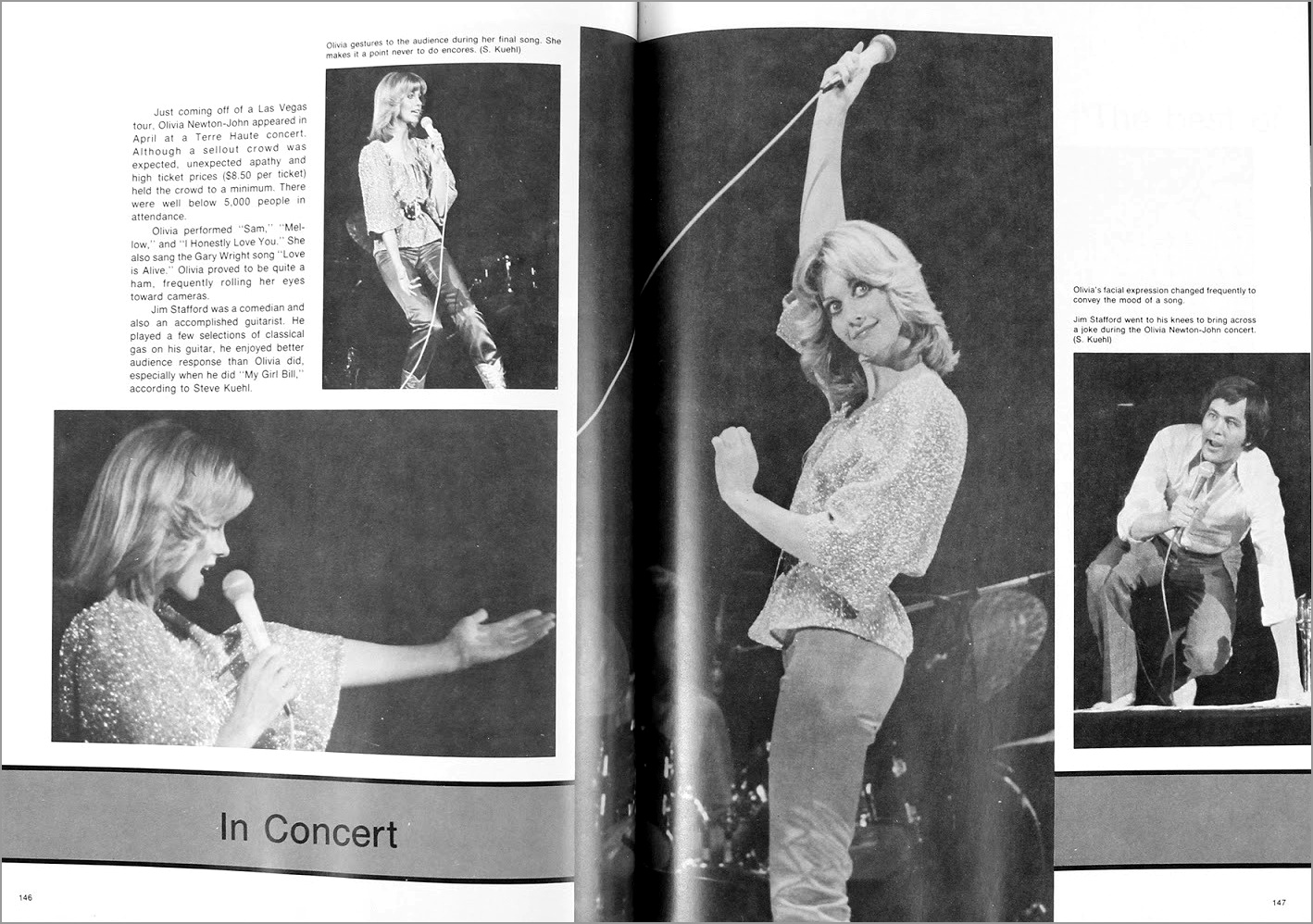 Olivia Terre Haute, IN April 1977 concert review - Larry Bird Indiana State Sycamore Yearbook