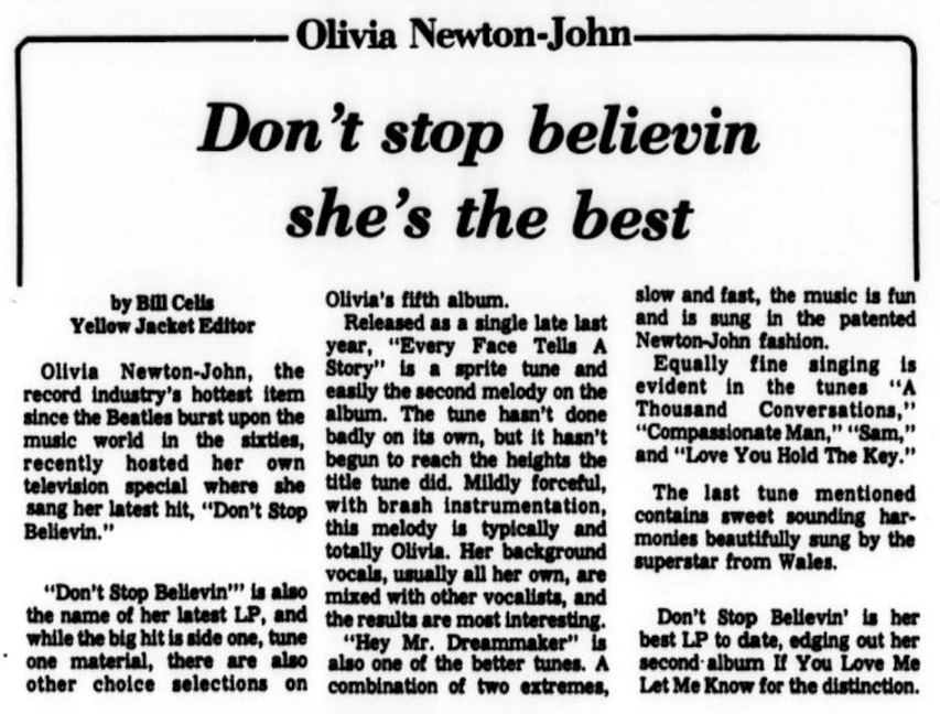 Don't stop believin' she's the best - The Yellow Jacket