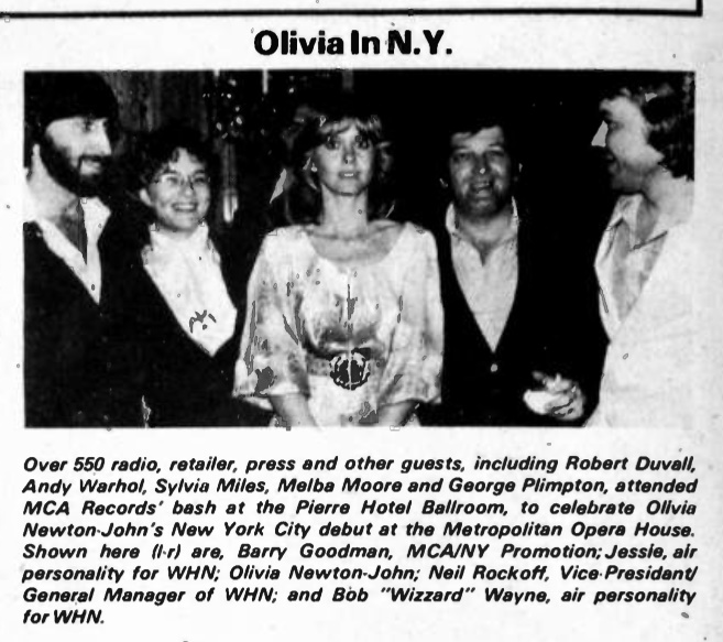 Olivia in New York with MCA execs - Radio & Records