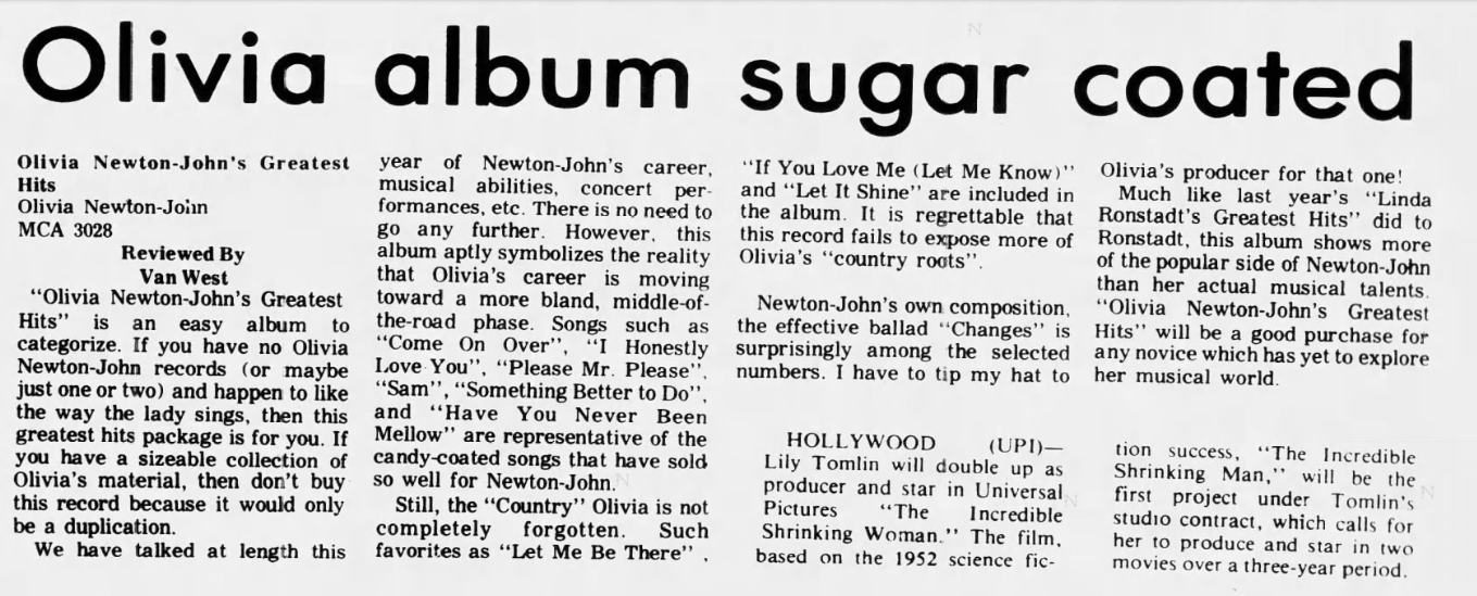 Olivia album sugar coated - The Daily News Journal