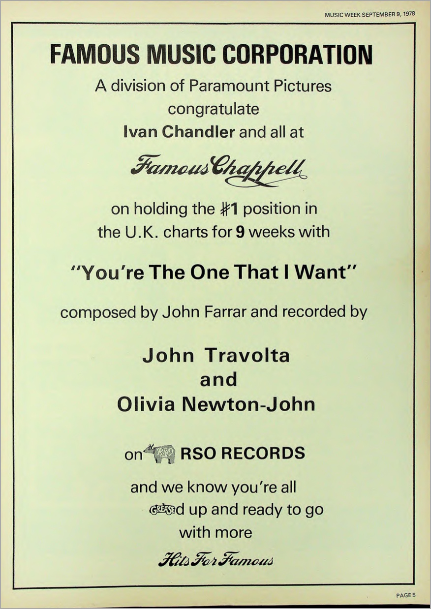 YTOTIW congratulations and Grease Merchandise - Music Week