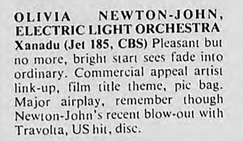 Xanadu single review/promotion - Music Week