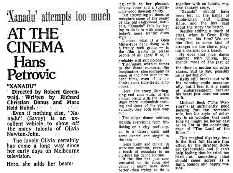 Xanadu attempts too much - New Zealand Press Agency