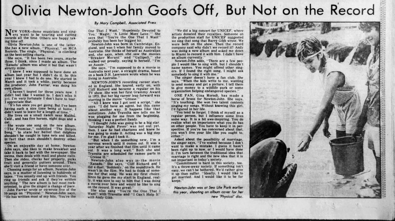 Olivia Goofs Off, But Not on the Record - Honolulu Star Bulletin