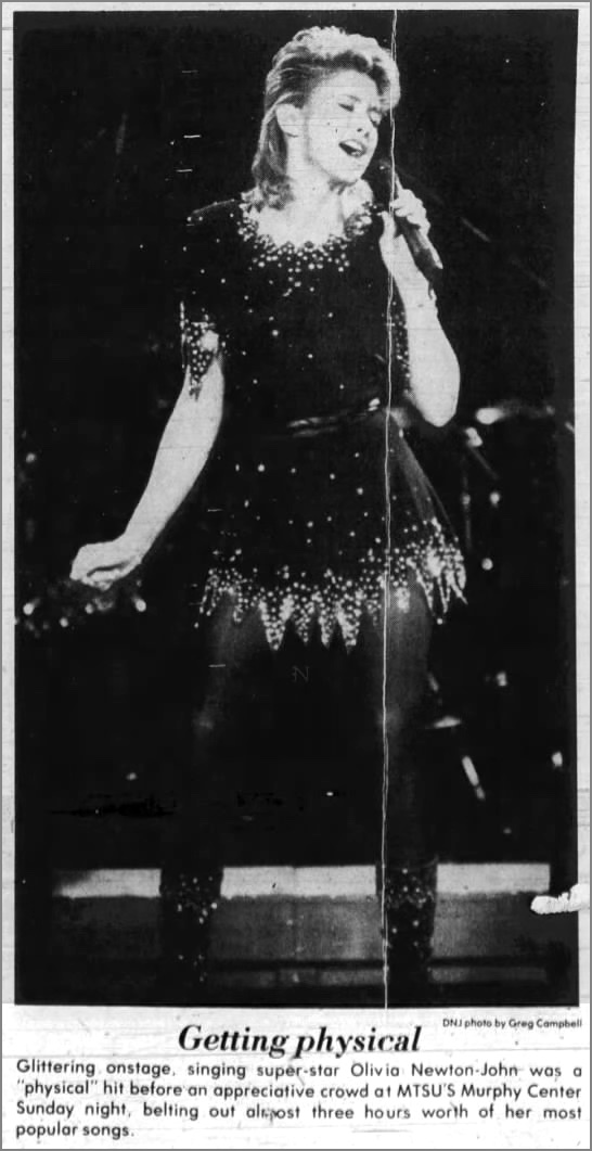 Olivia at Middle Tennessee State University, Sept 12 1982 - The Daily News