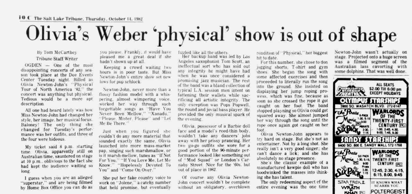 Olivia's Weber physical show is out of shape - Salt Lake Tribune