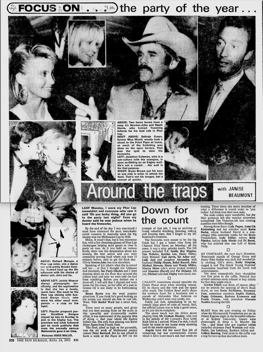 Olivia at Phar Lap Premiere - Sydney Morning Herald