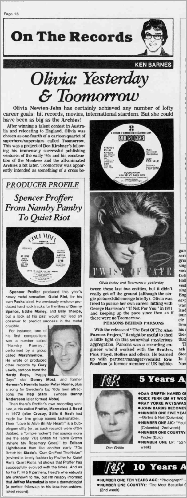 Yesterday and Toomorrow - Radio & Records