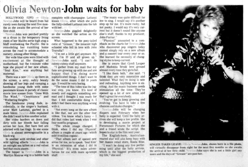 Olivia Newton-John waits for baby - Simi Valley Star