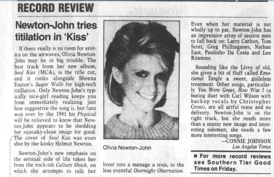 Newton-John tries titilation in Kiss - Press and Sun Bulletin