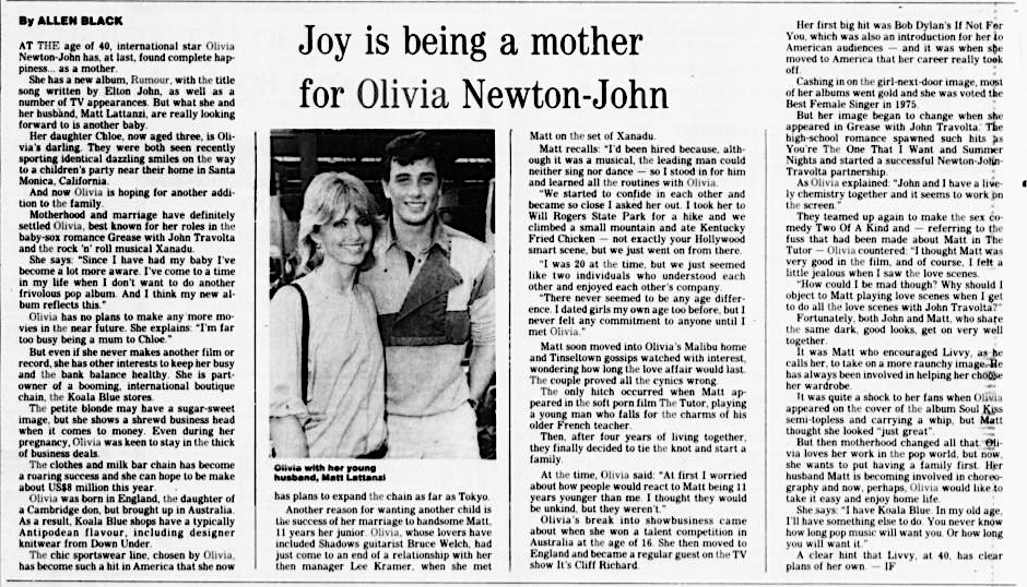 Joy is being a mother for Olivia Newton-John - New Sunday Times
