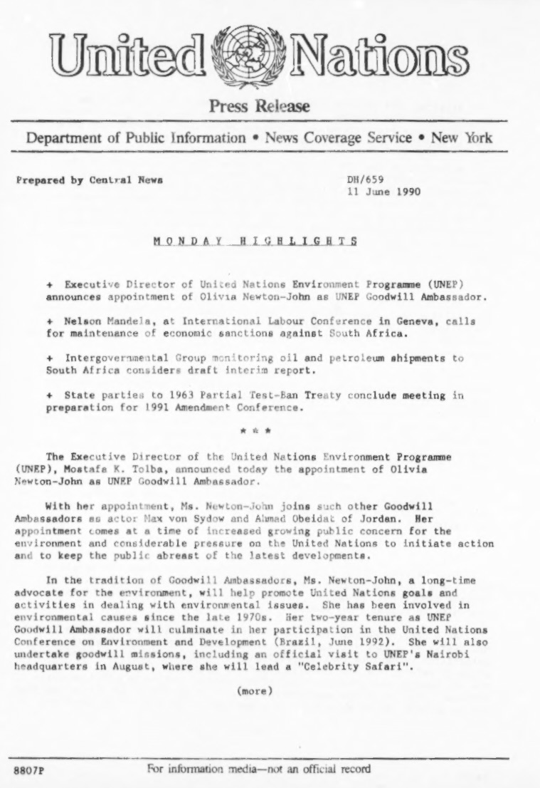 United Nations Press Release - The United Nations