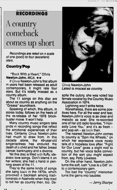 A country comeback comes up short - Pittsburgh Post Gazette