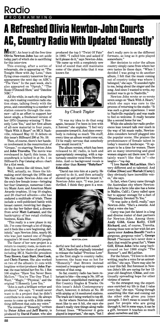 A Refreshed Olivia Newton-John Courts AC, Country Radio with Updated Honestly - Billboard