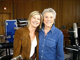 Olivia with Anne Murray, producer Phil Ramone and Dawn Langstroth in the studio April 2007